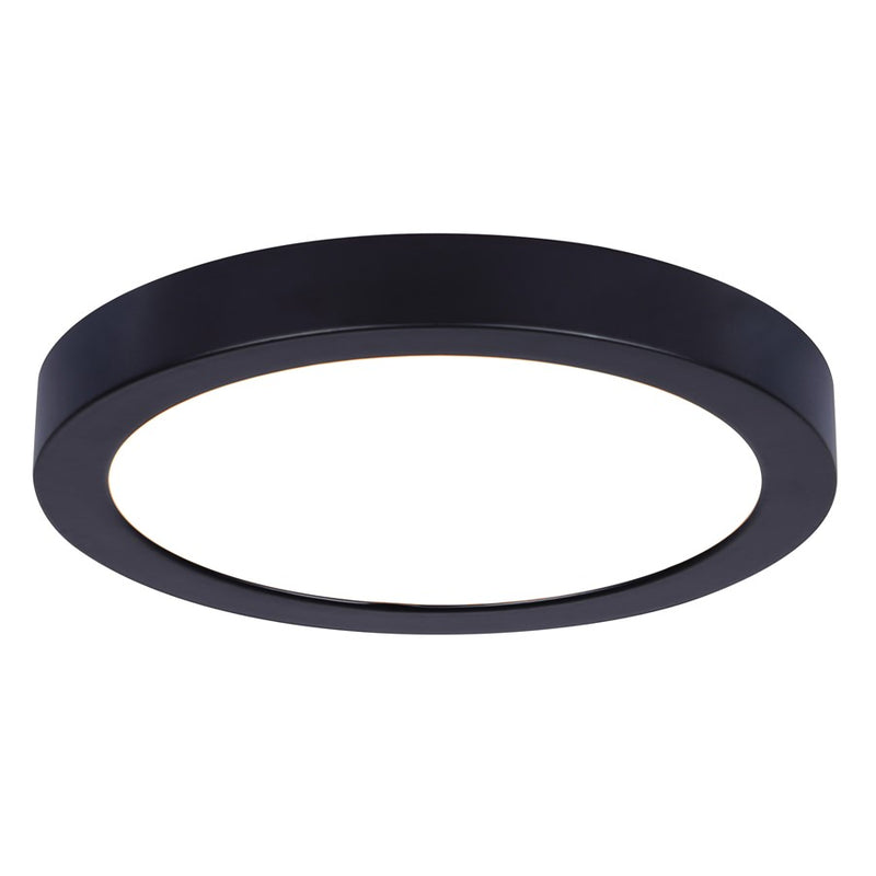 Canarm Madison 7in 1-Light Flush Mount | Modern Matte Black and PVC Lens | Kitchen & Bedroom Ceiling | 7 x 7 x 0.88 in | Model DL-7F-15S-BK-C