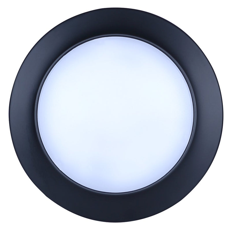 Canarm Madison 7.28in 1-Light LED Flush Mount | Matte Black and White Acrylic | Bathroom & Kitchen Ceiling Light | Model DL6151BK