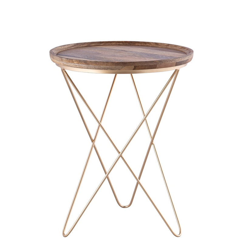 Canarm Reva Side Table, Black/Natural Wood