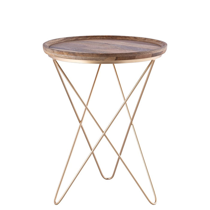 Canarm Reva Side Table, Black/Natural Wood