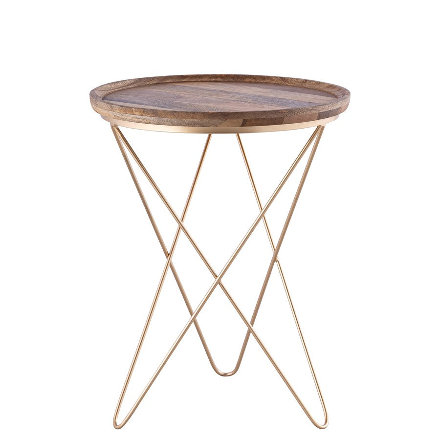 Canarm Reva Side Table, Black/Natural Wood