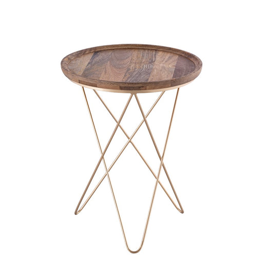 Canarm Reva Side Table, Black/Natural Wood