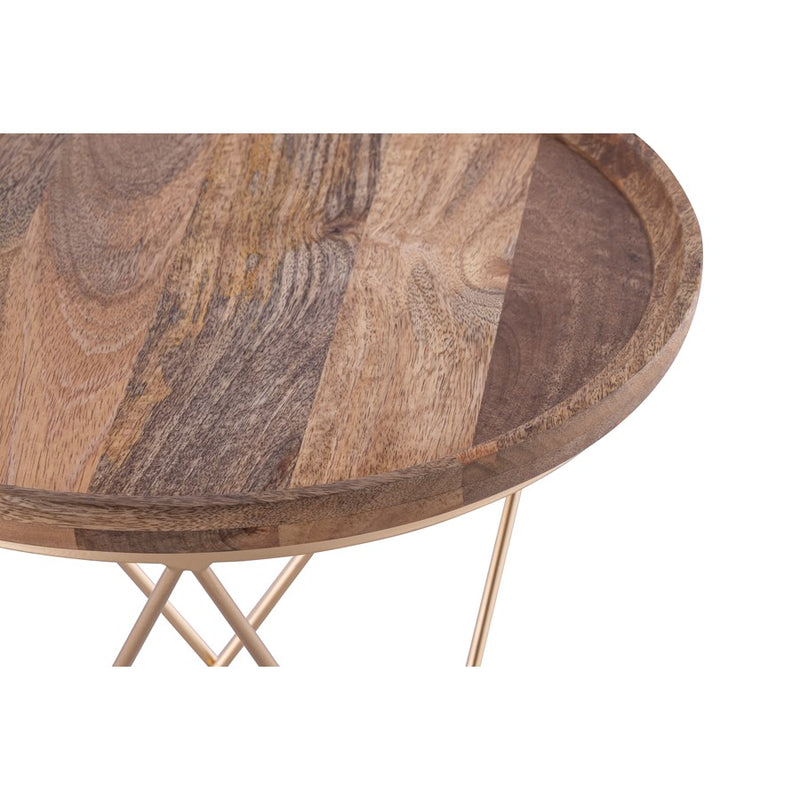 Canarm Reva Side Table, Black/Natural Wood