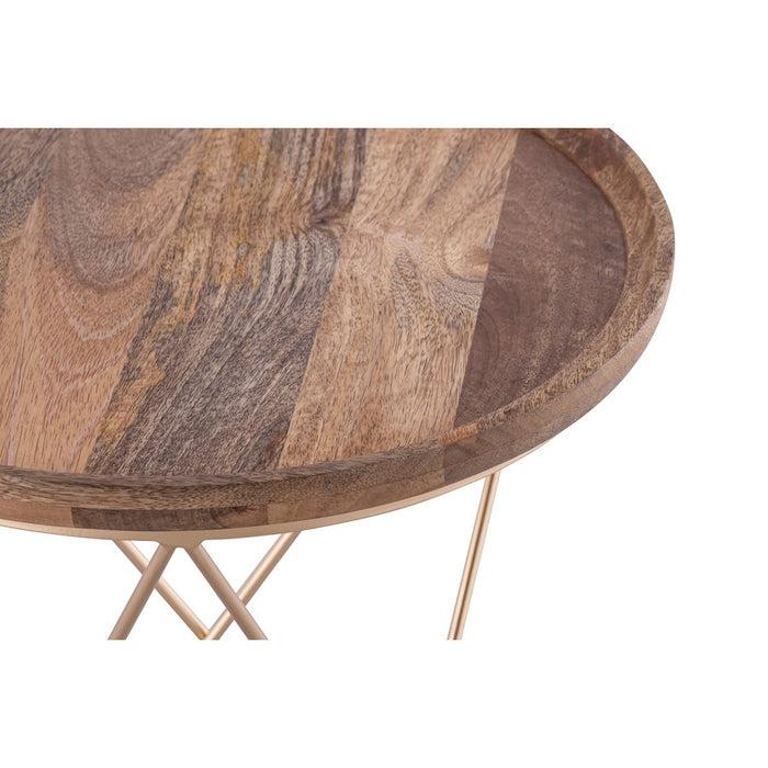 Canarm Reva Side Table, Black/Natural Wood