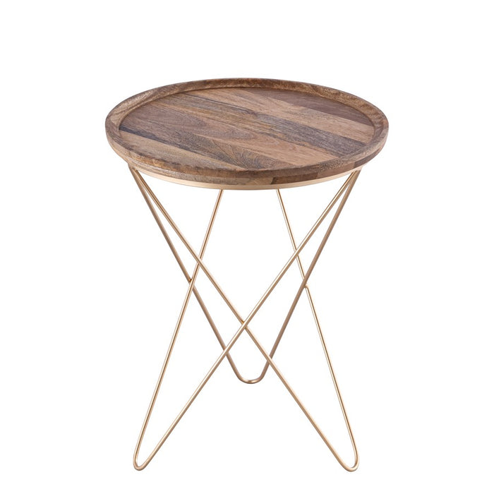 Canarm Reva Side Table, Black/Natural Wood