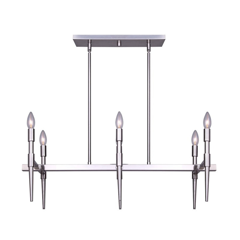 Canarm Florence 32in 6-Light Chandelier | Brushed Nickel | Dining Room & Living Room | 31.5 x 21.5 x 11.75 in | Model ICH1009A06BN32