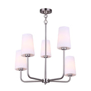 Canarm Vita 26in 5-Light Linear Chandelier | Brushed Nickel | Dining Room & Kitchen Island | 25.5 x 26 x 25.5 in | Model ICH1012A05BN