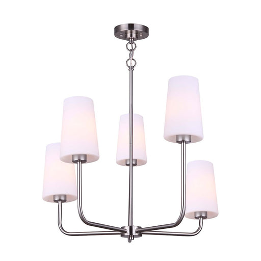 Canarm Vita 26in 5-Light Linear Chandelier | Brushed Nickel | Dining Room & Kitchen Island | 25.5 x 26 x 25.5 in | Model ICH1012A05BN