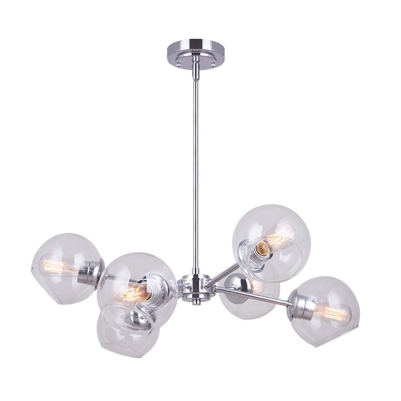 Canarm Cambry 28in 6-Light Chandelier | Modern Chrome Metal | Dining Room & Living Room | 28 x 15 in | Model ICH1021A06CH28