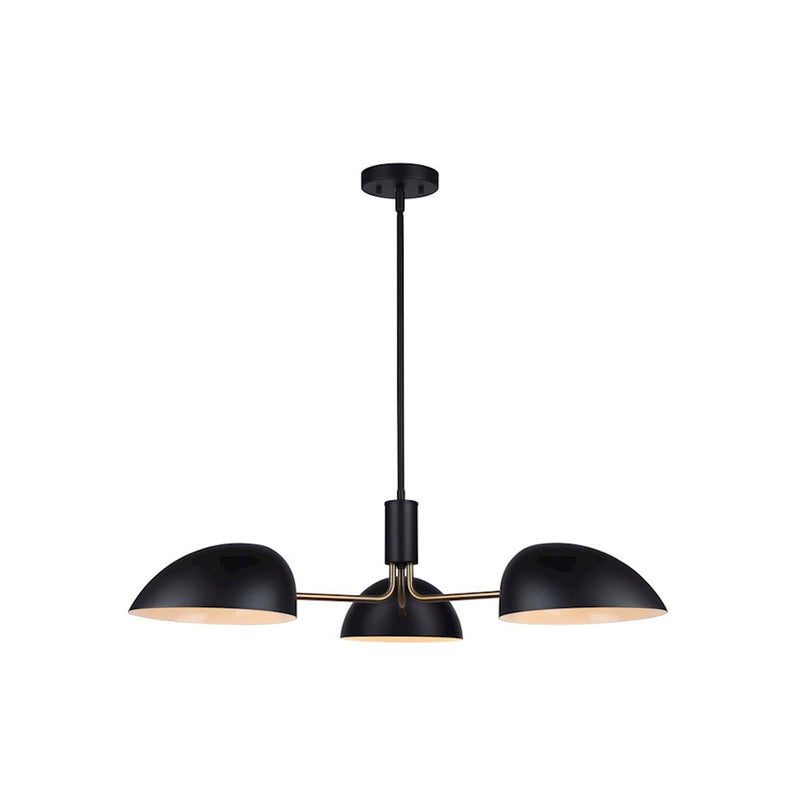 Canarm Hinton 36in 3-Light Chandelier | Retro Matte Black and Gold | Dining Room & Living Room | 36 x 12 in | Model ICH1054A03BKG