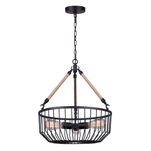 Canarm Theo 18in 3-Light Chandelier | Industrial Farmhouse Matte Black | Dining Room & Kitchen Island | 18 x 22 in | Model ICH1061A03BK18