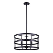 Canarm Ade 18in 3-Light Chandelier | Industrial Matte Black with Gold & Nickel Sleeves | Kitchen Island & Dining Room | Model ICH1062A03BGB18
