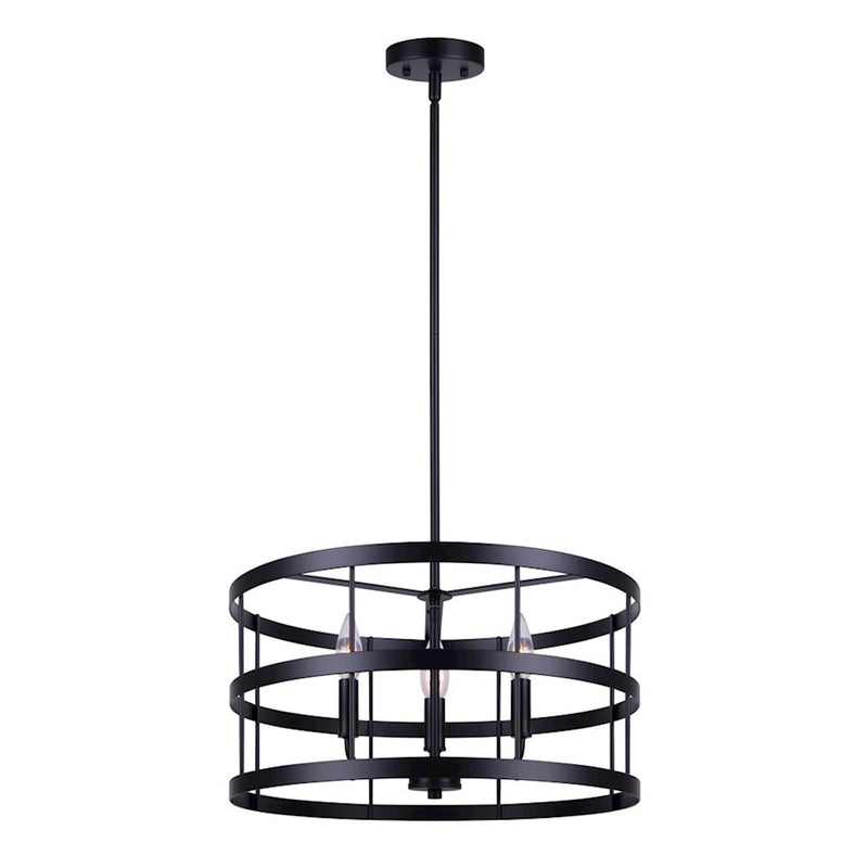 Canarm Ade 18in 3-Light Chandelier | Industrial Matte Black with Gold & Nickel Sleeves | Kitchen Island & Dining Room | Model ICH1062A03BGB18