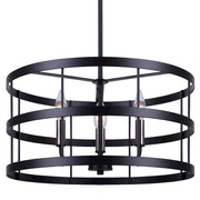 Canarm Ade 18in 3-Light Chandelier | Industrial Matte Black with Gold & Nickel Sleeves | Kitchen Island & Dining Room | Model ICH1062A03BGB18