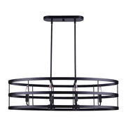 Canarm Ade 36in 6-Light Chandelier | Industrial Matte Black with Gold & Nickel Sleeves | Kitchen Island & Dining Room | Model ICH1062A06BGB36
