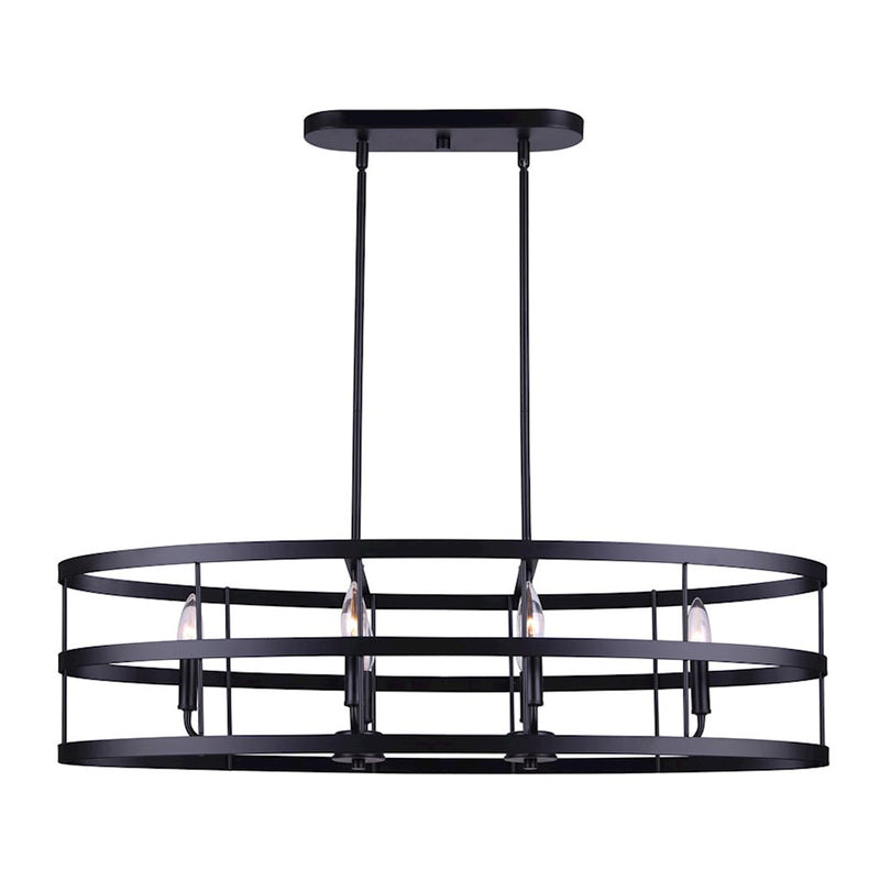 Canarm Ade 36in 6-Light Chandelier | Industrial Matte Black with Gold & Nickel Sleeves | Kitchen Island & Dining Room | Model ICH1062A06BGB36