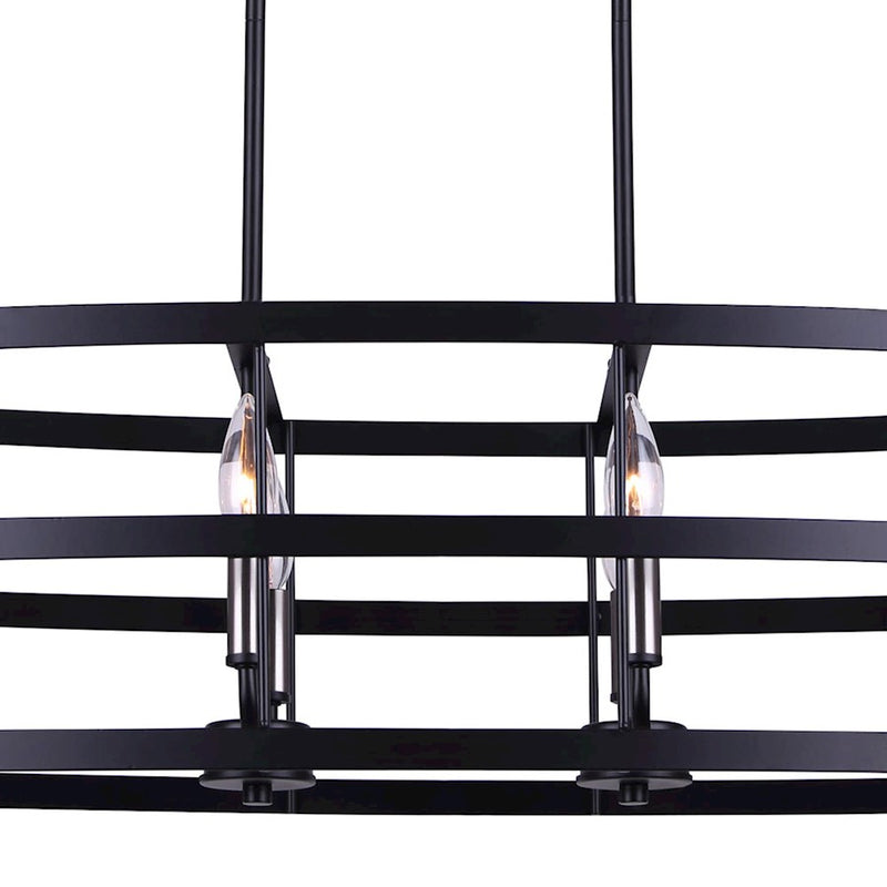 Canarm Ade 36in 6-Light Chandelier | Industrial Matte Black with Gold & Nickel Sleeves | Kitchen Island & Dining Room | Model ICH1062A06BGB36
