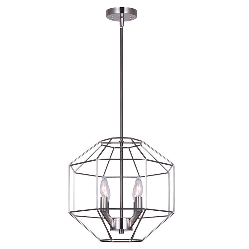 Canarm Alix 16in 4-Light Chandelier | Modern Brushed Nickel Open Frame | Dining Room & Living Room | 16 x 16 x 23 in | Model ICH1064A04BN16
