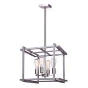 Canarm Carli 17in 4-Light Chandelier | Modern Brushed Nickel and Brushed Dark Grey Wood | Kitchen & Dining Room | Model ICH1066A04BNB17