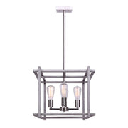 Canarm Carli 17in 4-Light Chandelier | Modern Brushed Nickel and Brushed Dark Grey Wood | Kitchen & Dining Room | Model ICH1066A04BNB17