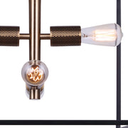 Canarm Bodie 15in 4-Light Chandelier | Industrial Matte Black and Gold | Entryway & Dining Room | 15 x 15 x 21 in | Model ICH1069A04BKG15
