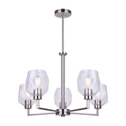 Canarm Lenci 26in 5-Light Chandelier | Modern Brushed Nickel and Seeded Glass | Dining Room & Living Room | 26 x 24 in | Model ICH1070A05BN