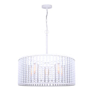 Canarm Posy 24in 5-Light Chandelier | Casual White Wood Bead and Metal | Bedroom, Nursery & Entryway | 24 x 13 in | Model ICH1074A05WH24