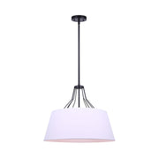 Canarm Anton 18in 3-Light Chandelier | Transitional Matte Black and White Fabric Shade | Kitchen Island & Entryway | 18 x 18 in | Model ICH1075A03BK18