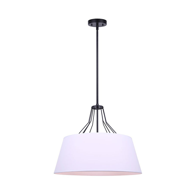 Canarm Anton 18in 3-Light Chandelier | Transitional Matte Black and White Fabric Shade | Kitchen Island & Entryway | 18 x 18 in | Model ICH1075A03BK18