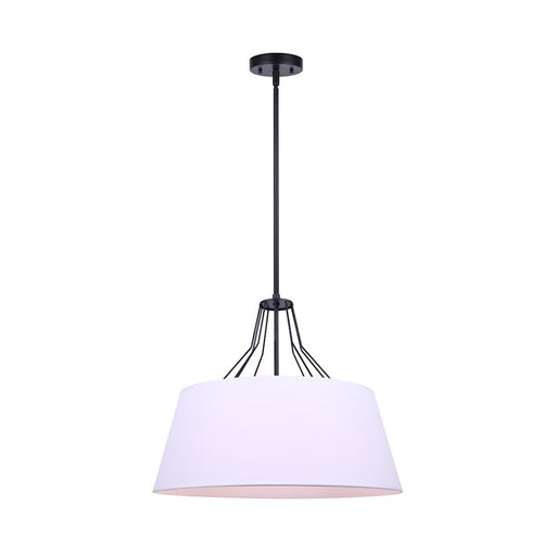 Canarm Anton 18in 3-Light Chandelier | Transitional Matte Black and White Fabric Shade | Kitchen Island & Entryway | 18 x 18 in | Model ICH1075A03BK18