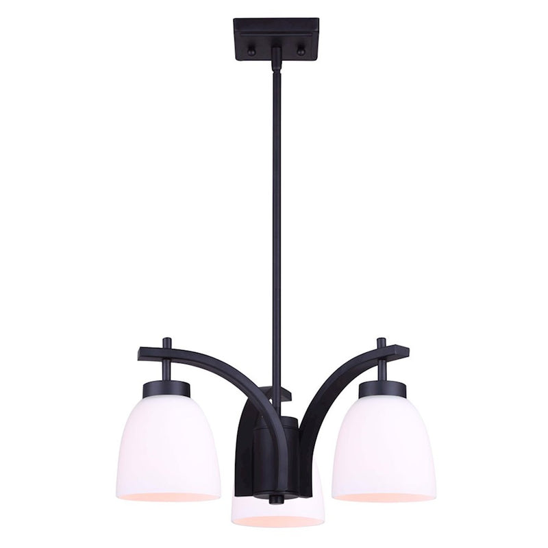 Canarm Mack 18in 3-Light Chandelier | Transitional Brushed Nickel and Opal Glass | Dining Room & Entryway | 18 x 10 in | Model ICH1077A03BK