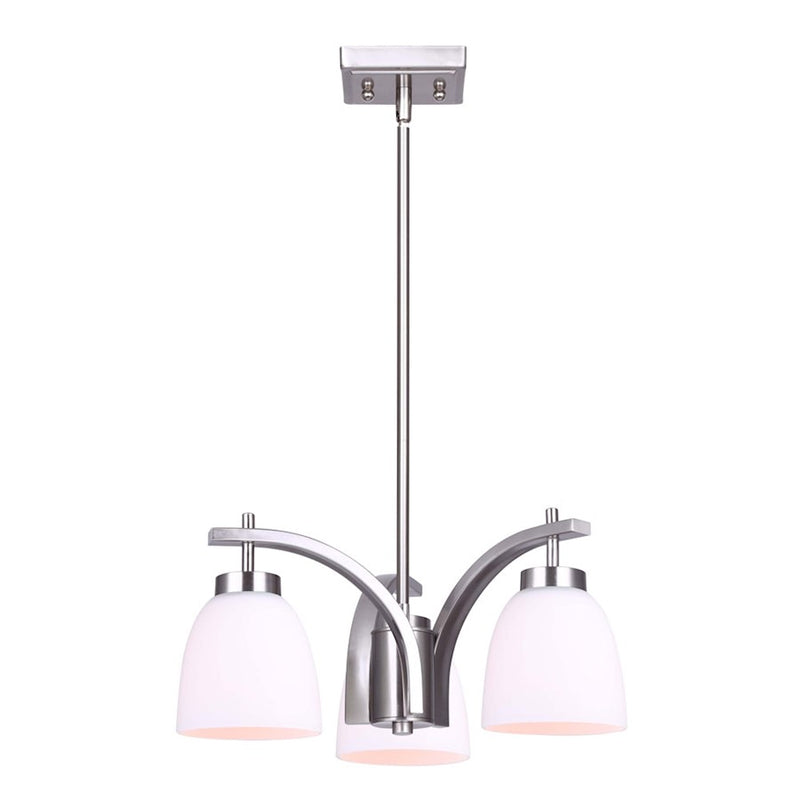 Canarm Mack 18in 3-Light Chandelier | Transitional Brushed Nickel and Opal Glass | Dining Room & Entryway | 18 x 58.75 x 10.75 in | Model ICH1077A03BN