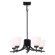 Canarm Mack 23in 5-Light Chandelier | Transitional Black and Opal Glass | Dining Room & Entryway | 23 x 63 x 15 in | Model ICH1077A05BK