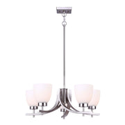 Canarm Mack 23in 5-Light Chandelier | Transitional Brushed Nickel and Opal Glass | Dining Room & Entryway | 23 x 63 x 15 in | Model ICH1077A05BN