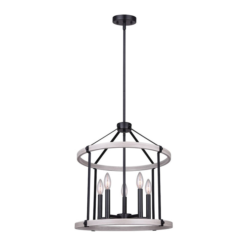 Canarm Joelle 18.5in 5-Light Chandelier | Modern Matte Black and Brushed Grey Metal | Dining Room & Entryway | Model ICH1094A05BBG19