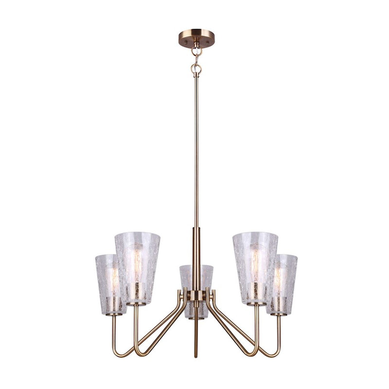 Canarm Everly 25in 5-Light Chandelier | Gold and Crackle Glass | Dining Room & Living Room | 25 x 25 x 69 in | Model ICH1100A05GD