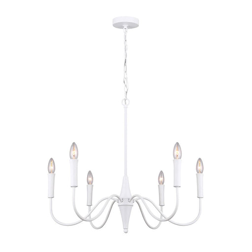 Canarm Brielle 26in 6-Light Chandelier | Modern Matte White Metal | Dining Room & Entryway | 26 x 26 x 23 in | Model ICH1103A06WH