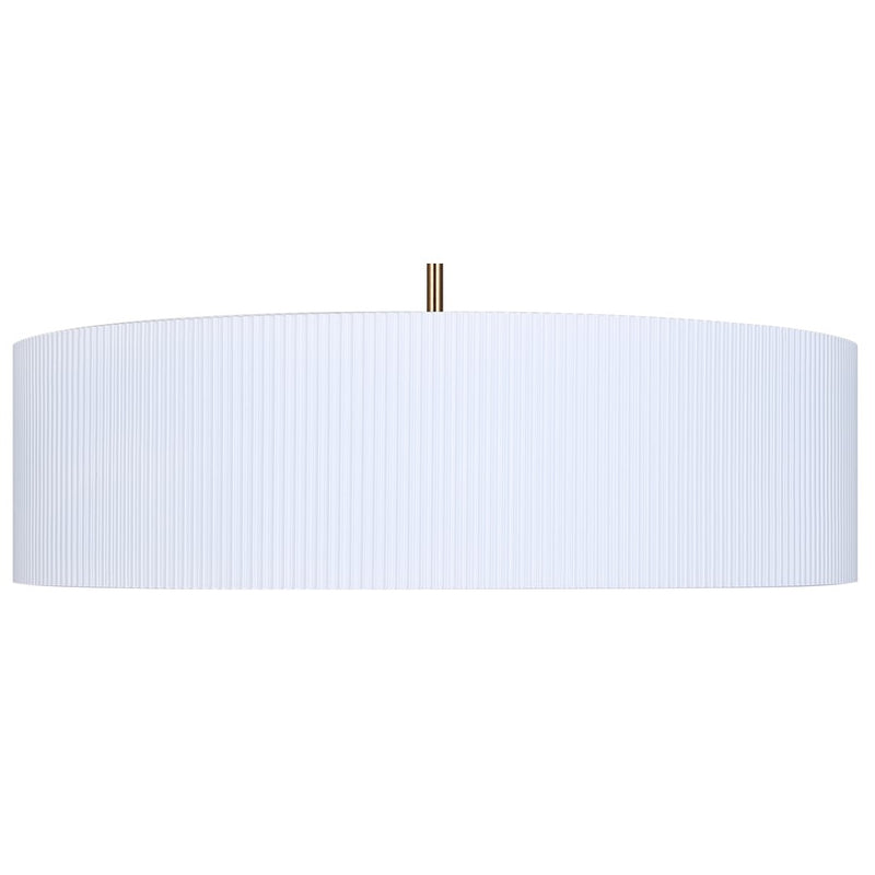 Canarm Rexton 22in 3-Light Chandelier | Matte White and Gold Steel with Ribbed Drum Shade | Dining Room & Kitchen | Model ICH1119A03WHG22