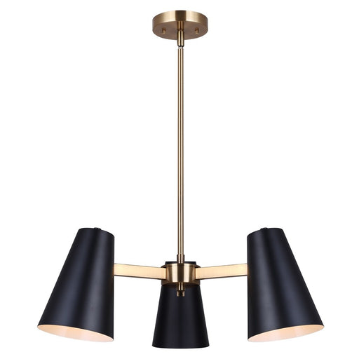 Canarm Harken 3 Light 23" Chandelier, Matte Black/Gold - ICH1145A03BKG