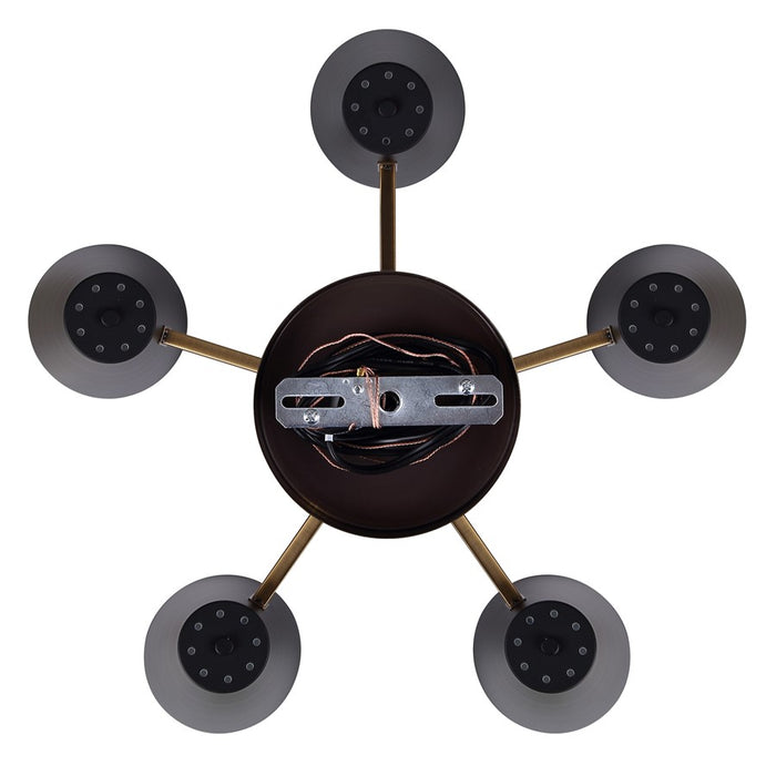 Canarm Harken 5 Light 26" Chandelier, Matte Black/Gold