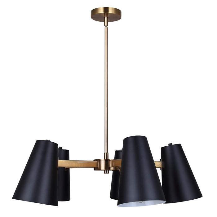 Canarm Harken 5 Light 26" Chandelier, Matte Black/Gold