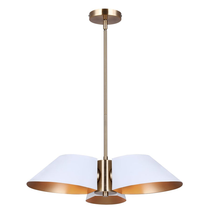 Canarm Daxton 3 Light 20" Chandelier, Matte White/Gold