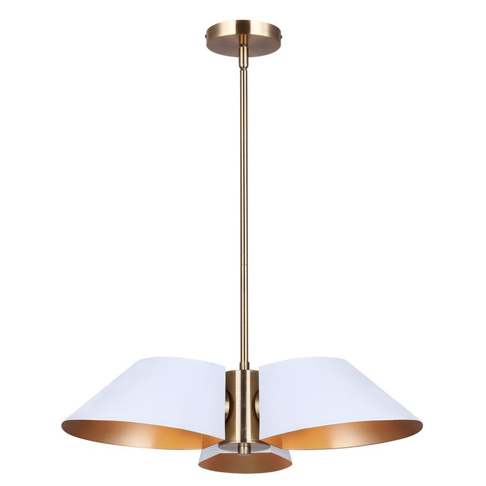 Canarm Daxton 3 Light 20" Chandelier, Matte White/Gold - ICH1146A03WHG