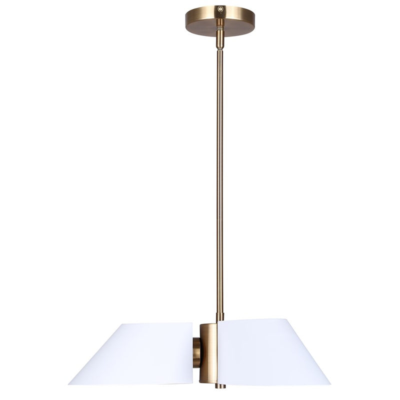 Canarm Daxton 20in 3-Light Chandelier | Contemporary Matte White and Gold Metal | Kitchen Island & Dining Room | Model ICH1146A03WHG