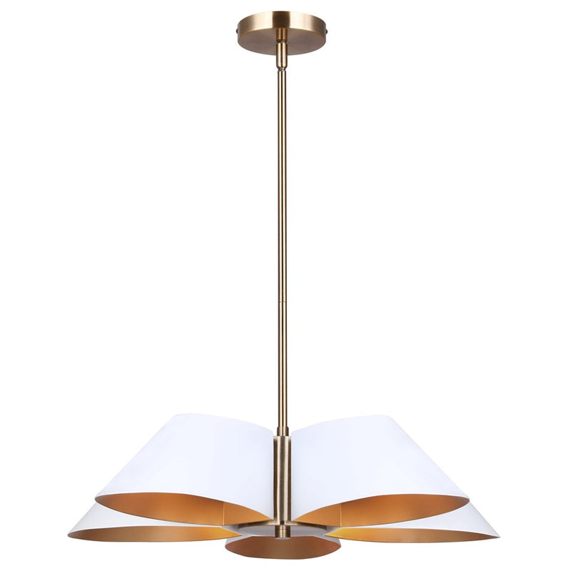 Canarm Daxton 5 Light 21.5" Chandelier, Matte White/Gold
