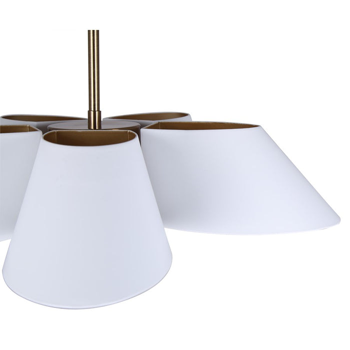 Canarm Daxton 5 Light 21.5" Chandelier, Matte White/Gold