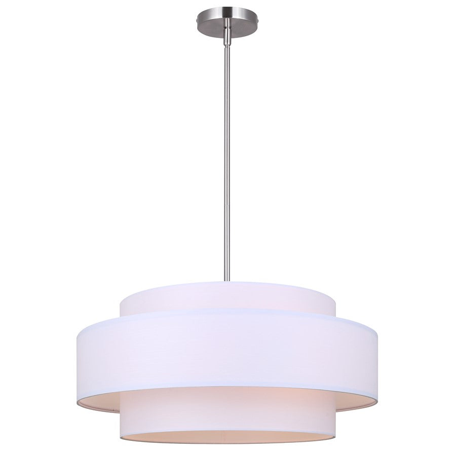 Canarm Landra 3 Light 22" Chandelier, Brushed Nickel/White - ICH1148A03BN22