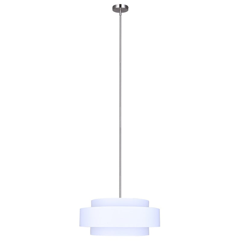 Canarm Landra 22in 3-Light Chandelier | Modern Brushed Nickel and White Fabric Shade | Kitchen & Dining Room | Model ICH1148A03BN22