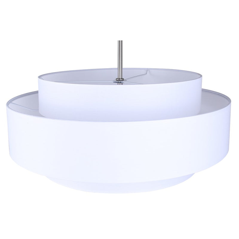 Canarm Landra 3 Light 22" Chandelier, Brushed Nickel/White