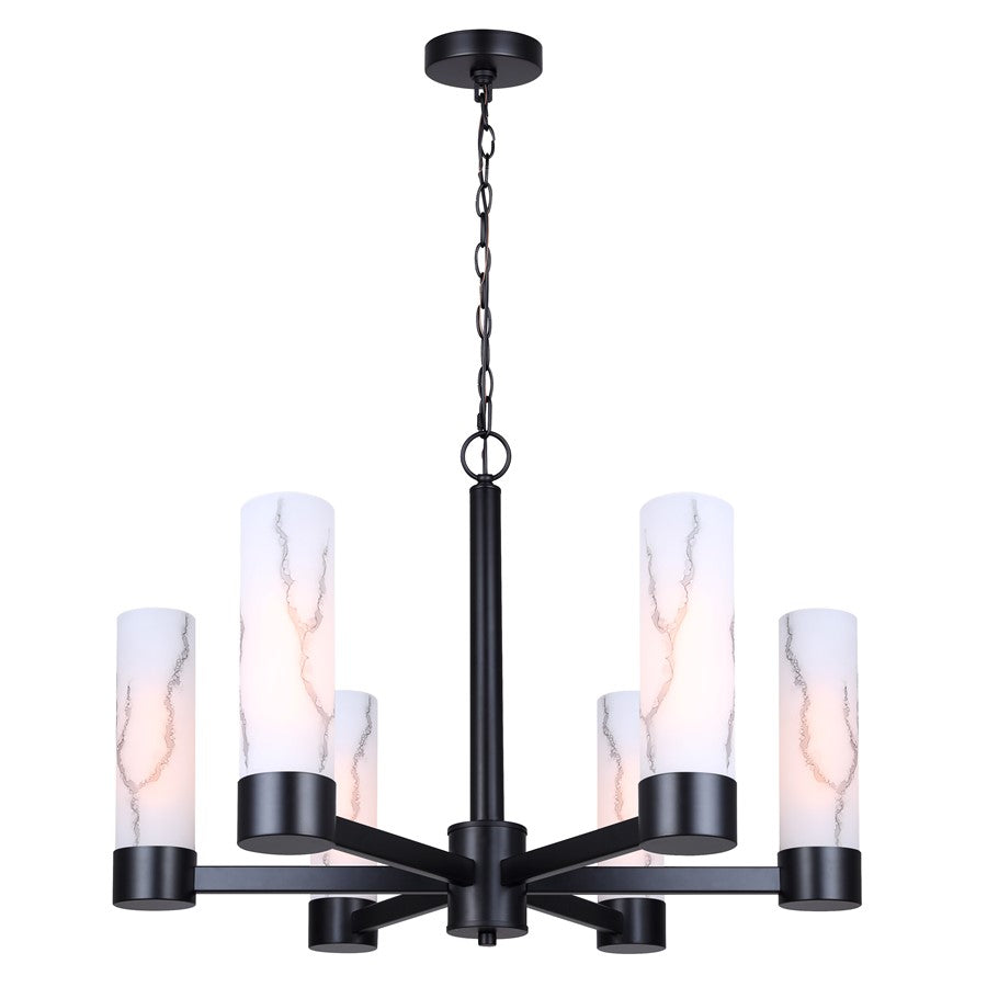 Canarm Kristella 6 Light 26"Chandelier, Matte Black - ICH1153A06BK